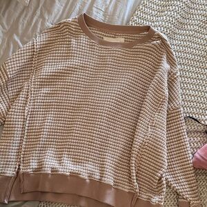 American Eagle Outfitters Striped Tan Pullover